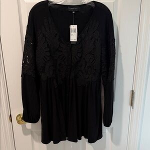 Premise Black Embroidered Blouse